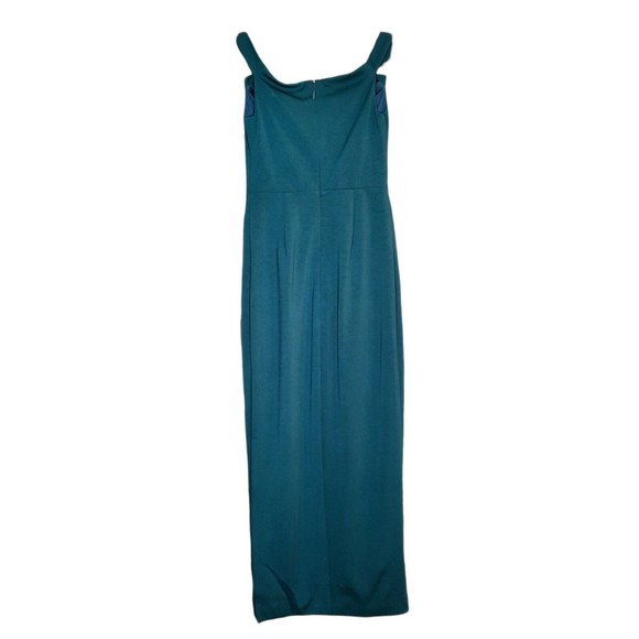 STYLESTALKER Connor Sleeveless Sheath Maxi Dress Teal Drape Neck Slit XS NEW